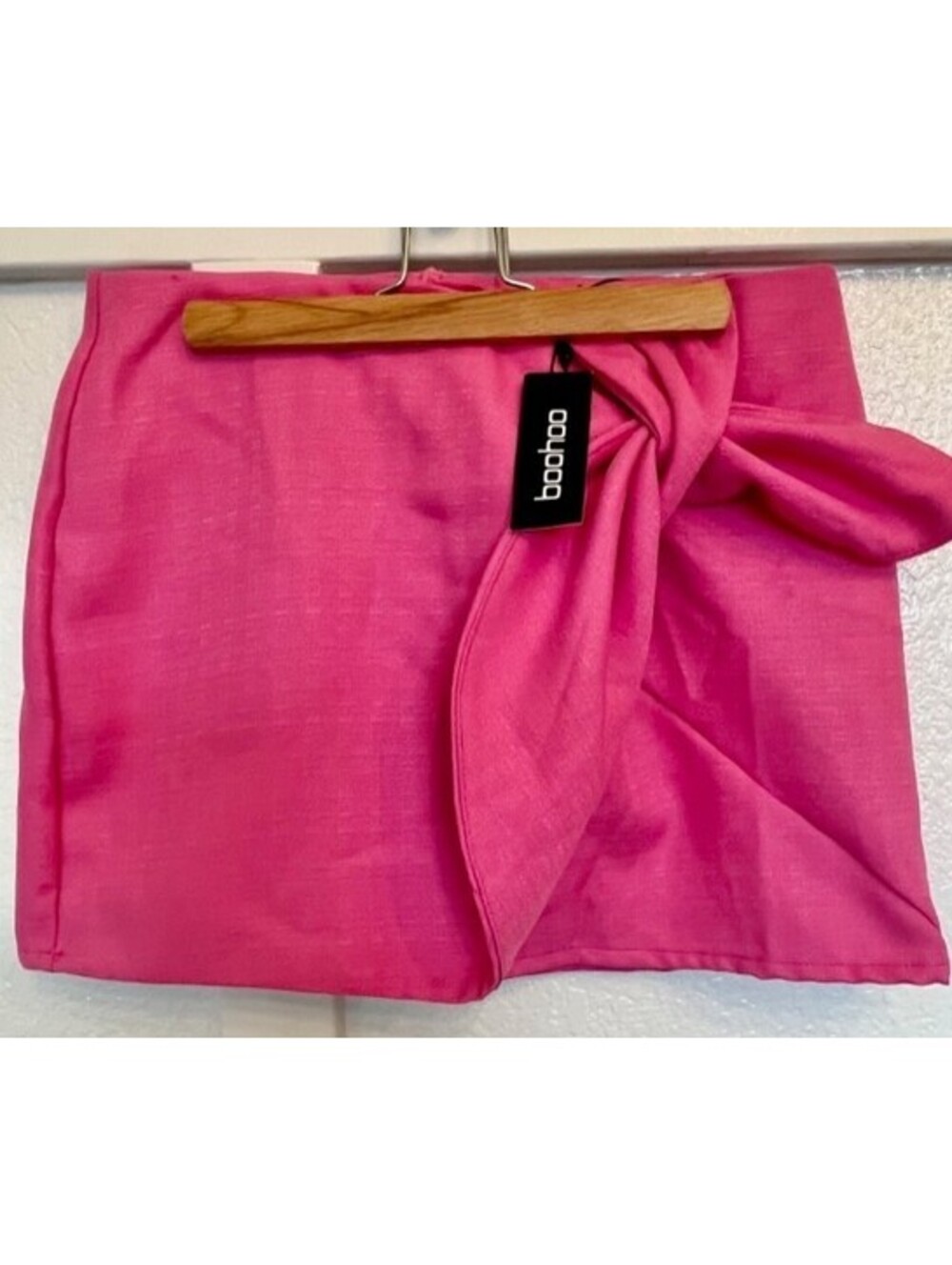 Hot Pink Wrap Linen Look Mini Skirt By Boohoo. Size 6. NWT.